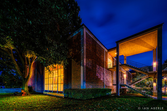 Fondren Library Blue at NIght